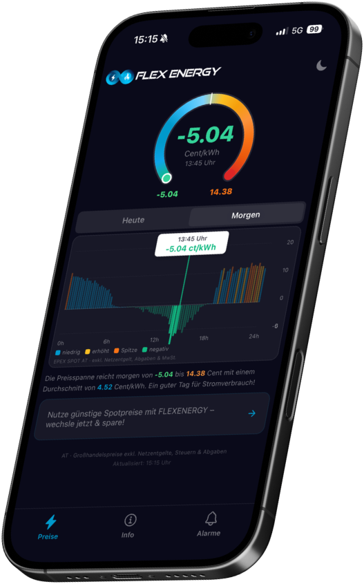 FLEXENERGY Spot-App – Strompreise live auf dem Smartphone